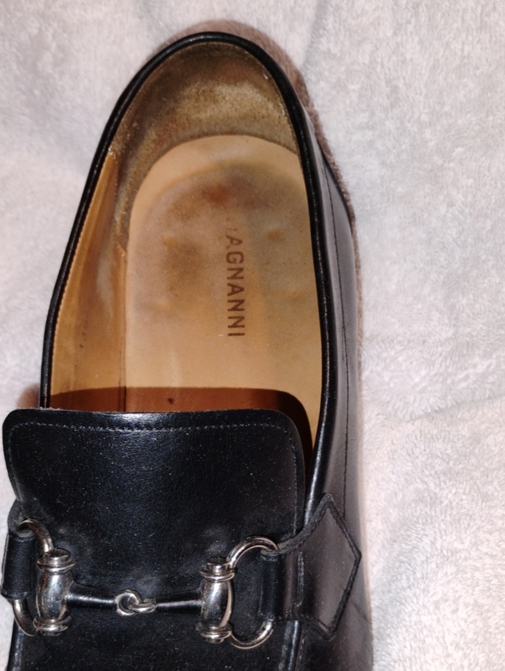 Magnanni Black Leather Slip-On Loafers with Silver Bit